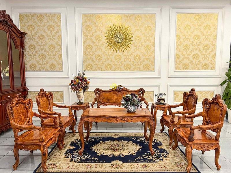 Bộ bàn ghế louis cẩm lai xin 8 món BBG315