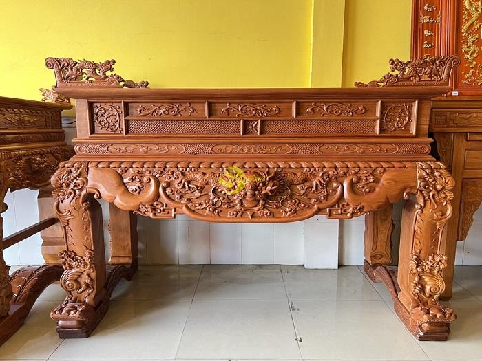 Sập Thờ Tứ Linh Gõ Đỏ Chân 18 SD722 Siêu Đẹp